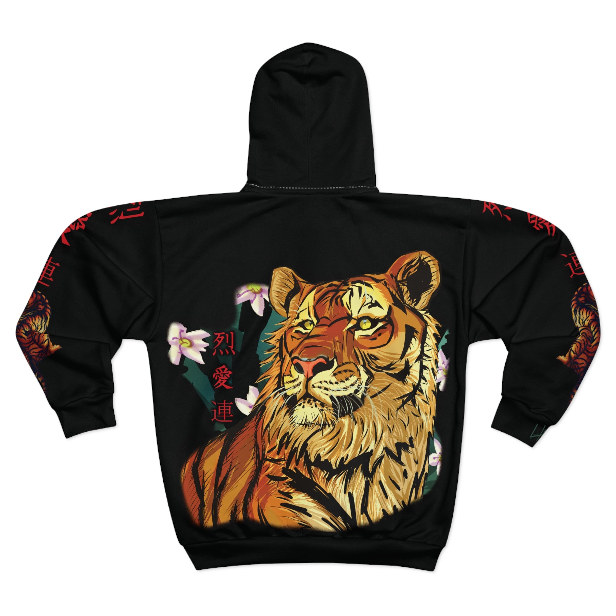 Tiger Graphic Zip Hoodie – Bold All-Over Print Animal AOP