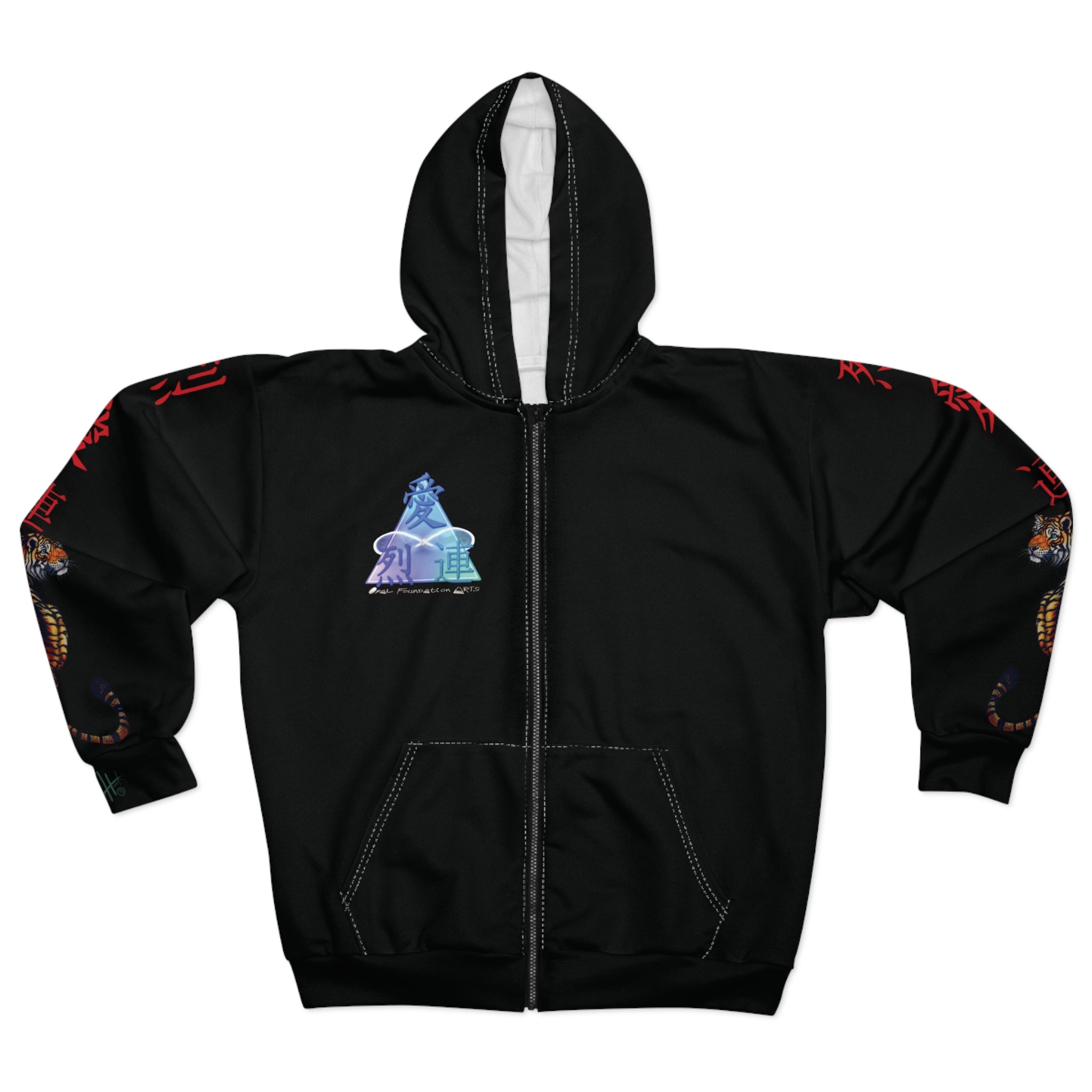 Tiger Graphic Zip Hoodie – Bold All-Over Print Animal AOP